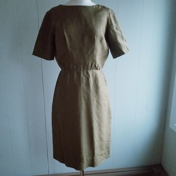 1950s Mancini Brown Silk Wiggle‎ Dress - Picture 1 of 4